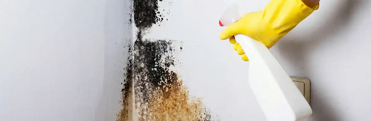 visible mold growth on an interior wall being treated during mold removal service in Atlanta, GA